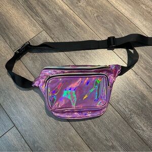 pink holographic fanny pack